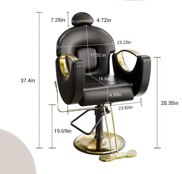 Commercial Barber Chair Reclining & 360&deg; Swivel, Heavy Duty Hydraulic Salon Chair With Adjustable Height For Haircut Shampoo