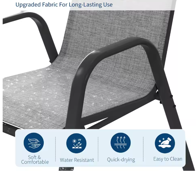 Set Of 4 Stackable Outdoor Patio Chairs, All-Weather Textilene High-Back Dining Chairs, 400lb Heavy-Duty Deck Chairs For Garden