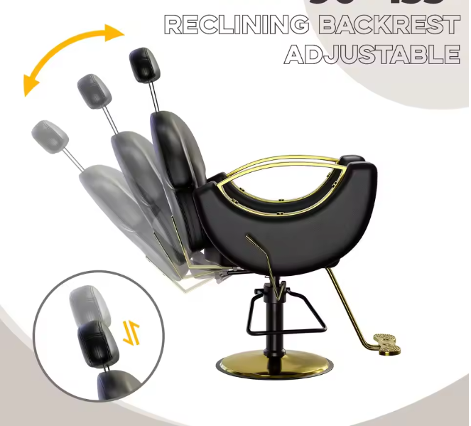 Commercial Barber Chair Reclining & 360&deg; Swivel, Heavy Duty Hydraulic Salon Chair With Adjustable Height For Haircut Shampoo