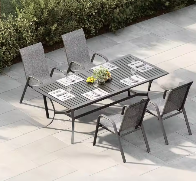 Set Of 4 Stackable Outdoor Patio Chairs, All-Weather Textilene High-Back Dining Chairs, 400lb Heavy-Duty Deck Chairs For Garden